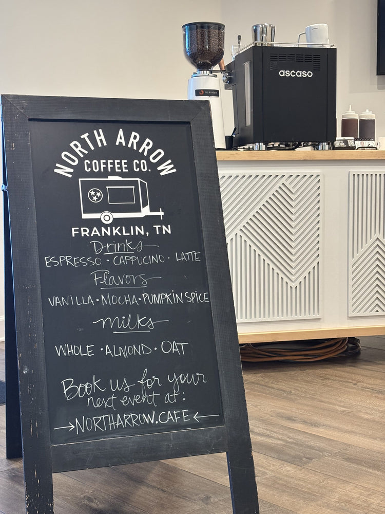 North Arrow Coffee Company espresso cart set up at an event in Franklin, TN