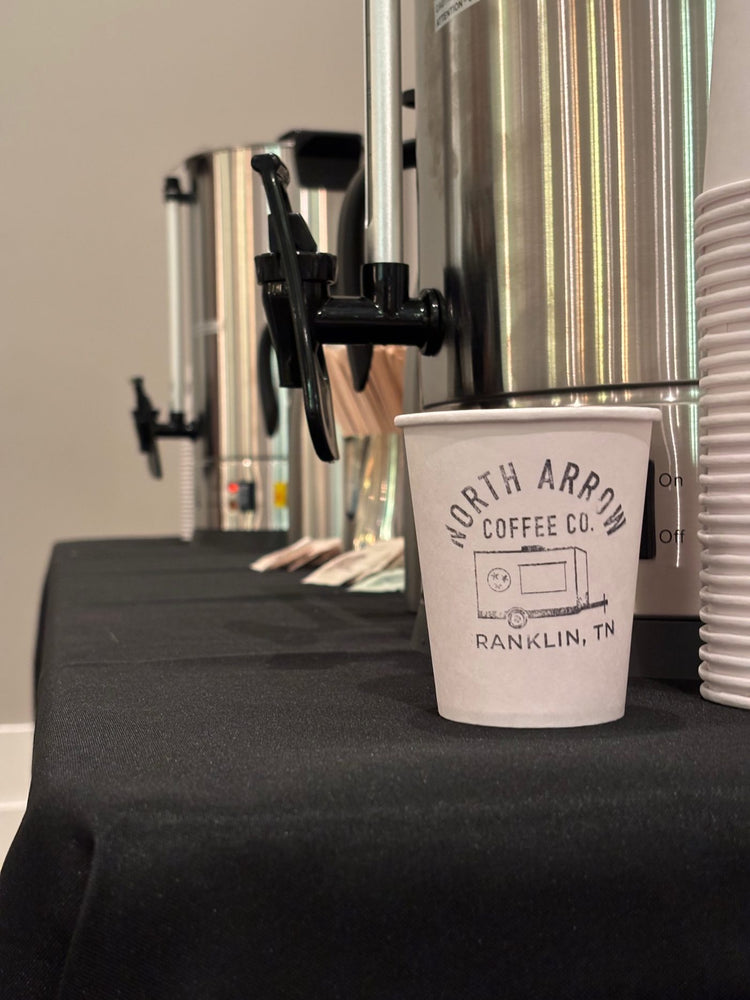 Hot and iced drip coffee service set up for an event